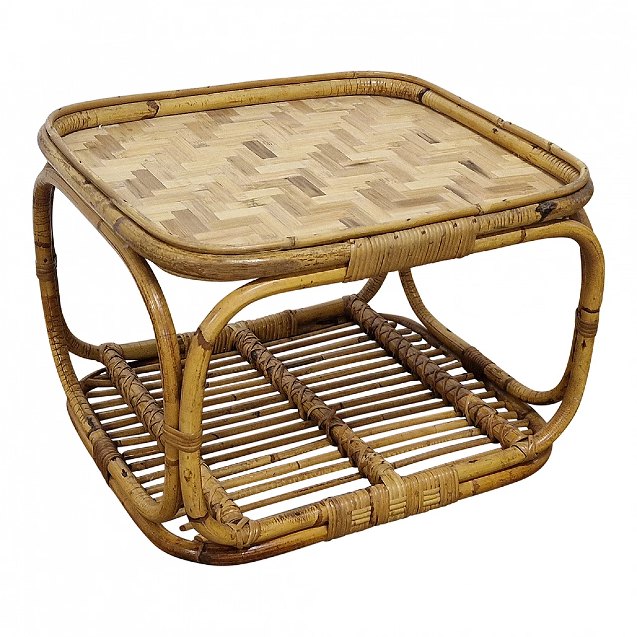 Low coffee table in rattan and bamboo 4