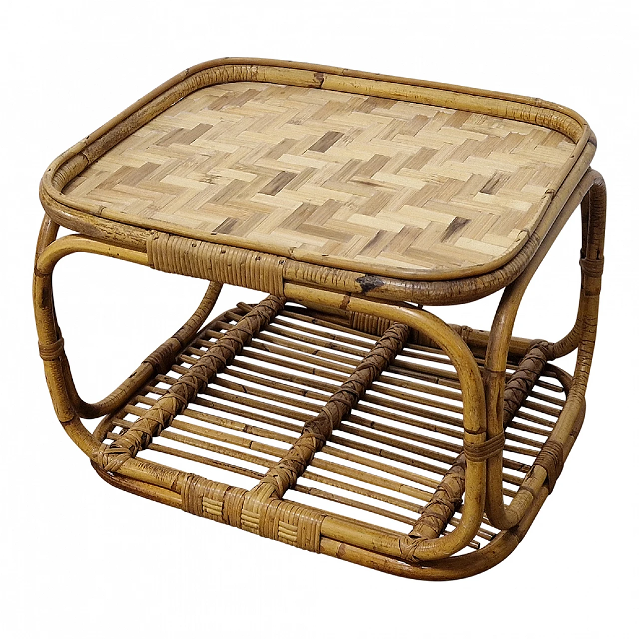 Low coffee table in rattan and bamboo 5