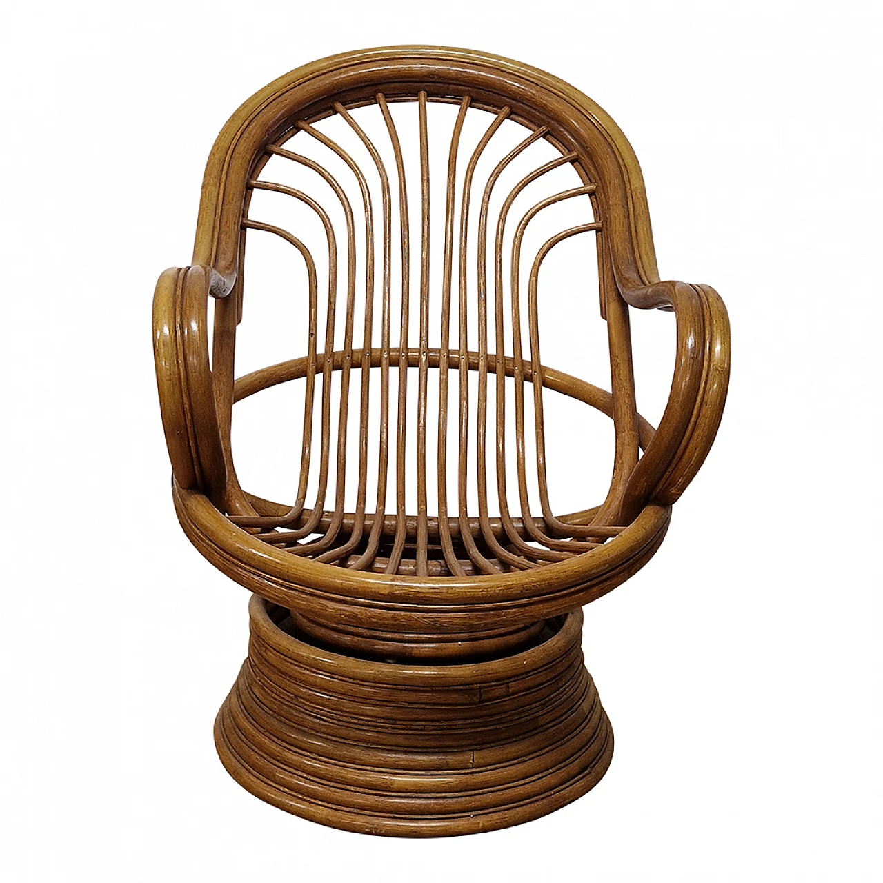 Swivel rocking armchair in bamboo and rattan 1