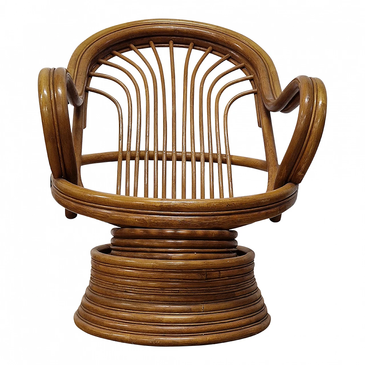 Swivel rocking armchair in bamboo and rattan 2