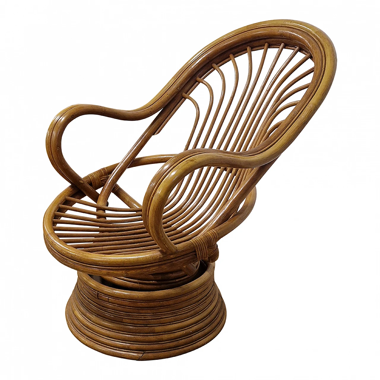 Swivel rocking armchair in bamboo and rattan 5