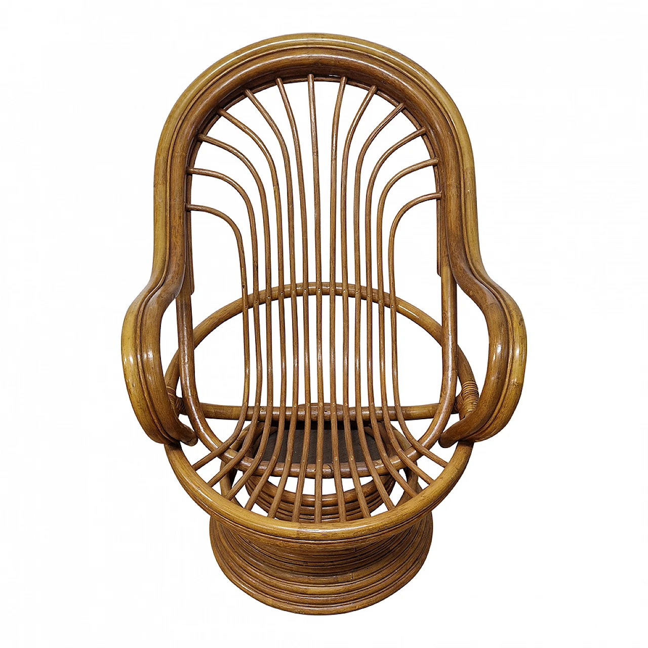 Swivel rocking armchair in bamboo and rattan 6