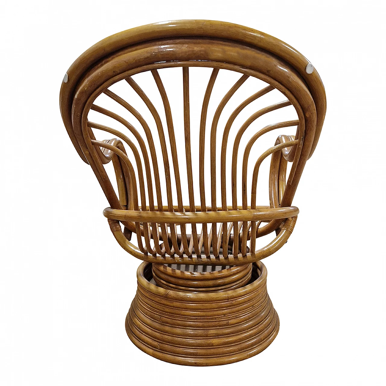 Swivel rocking armchair in bamboo and rattan 8