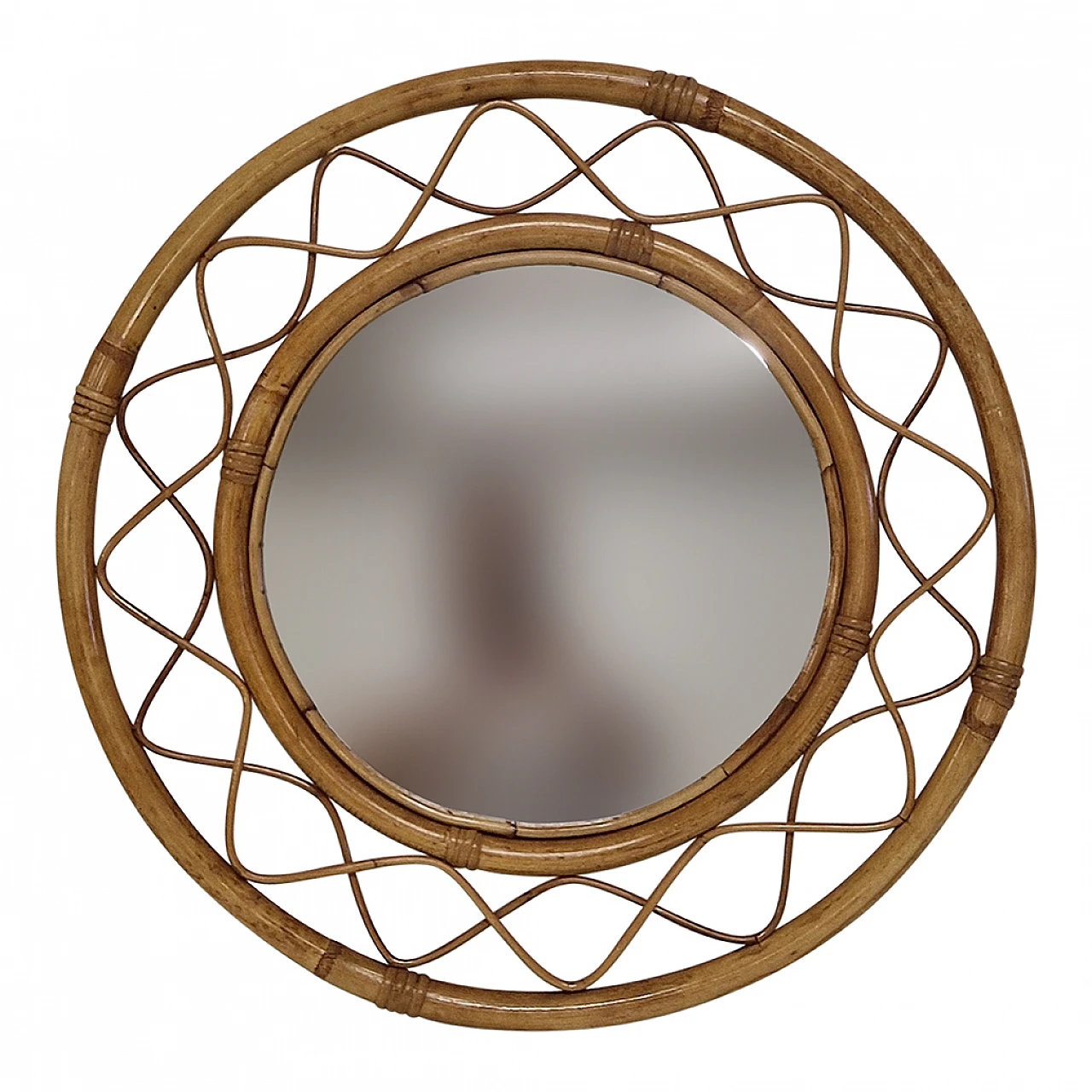 Circular rattan wall mirror 1