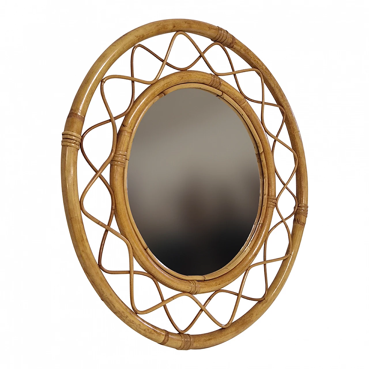 Circular rattan wall mirror 2