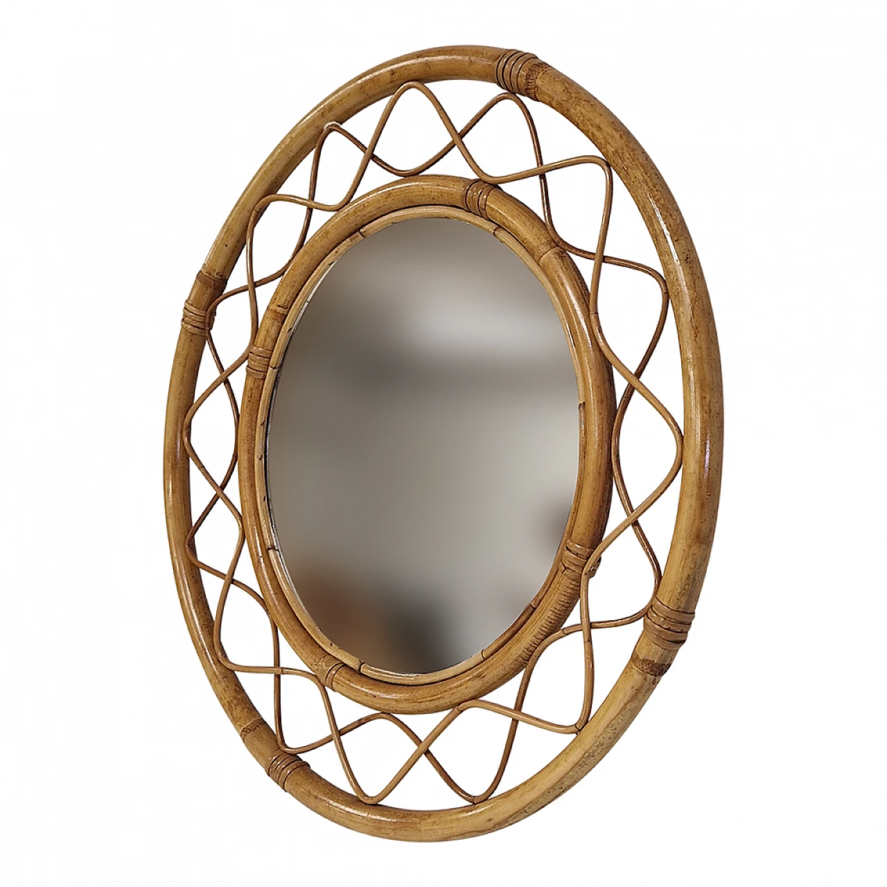 Circular rattan wall mirror 4