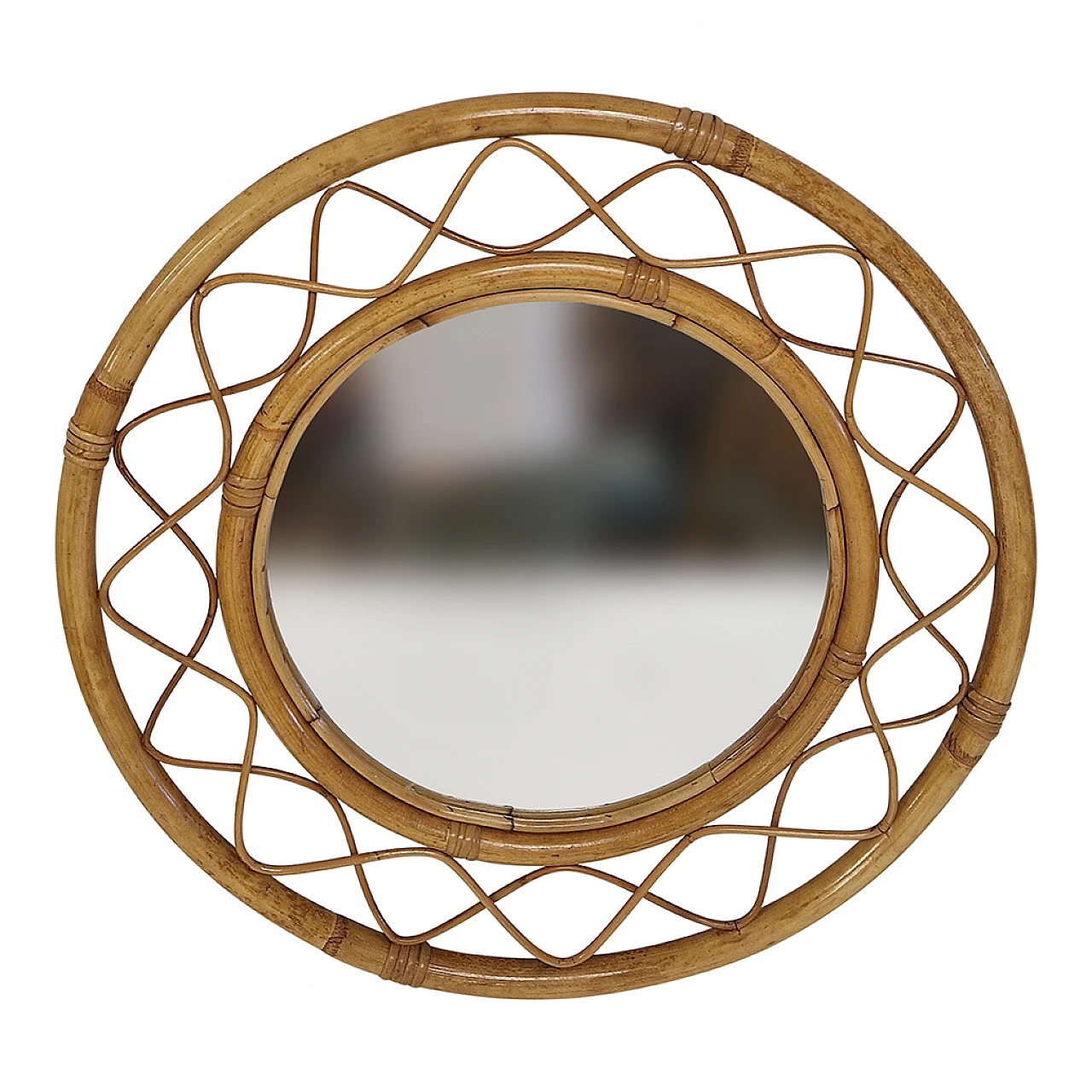 Circular rattan wall mirror 5