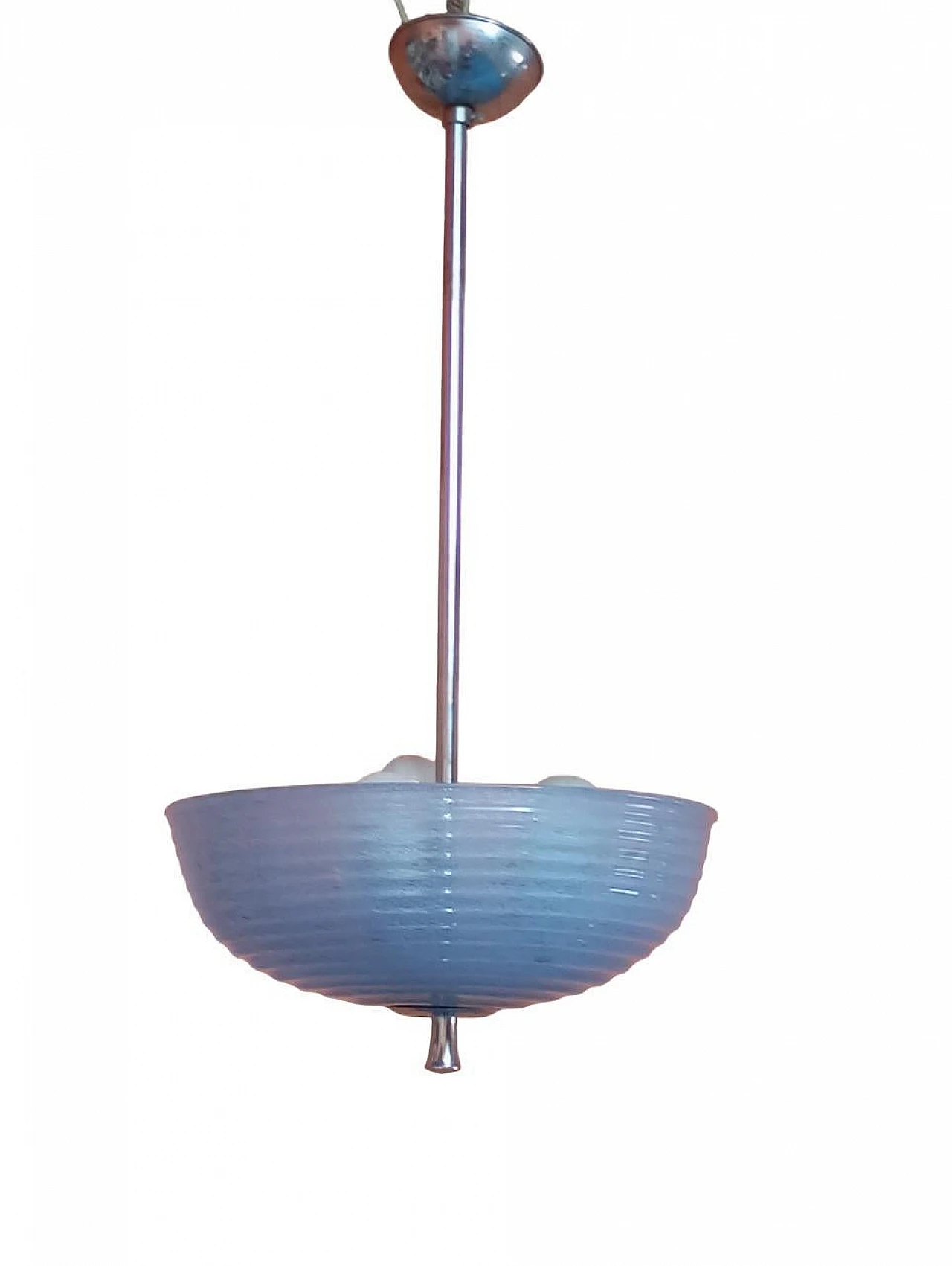 Lampadario in vetro pulegoso celeste di Barovier&Toso,Murano, anni '60 3