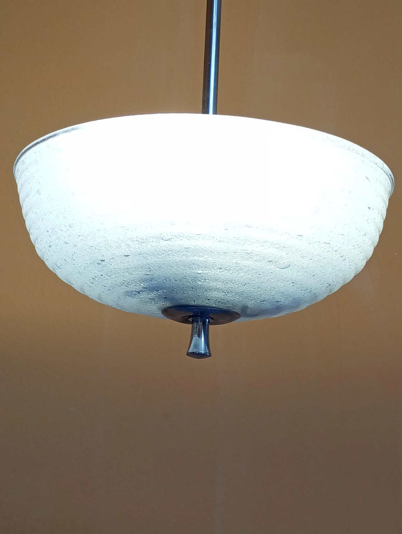 Lampadario in vetro pulegoso celeste di Barovier&Toso,Murano, anni '60 10