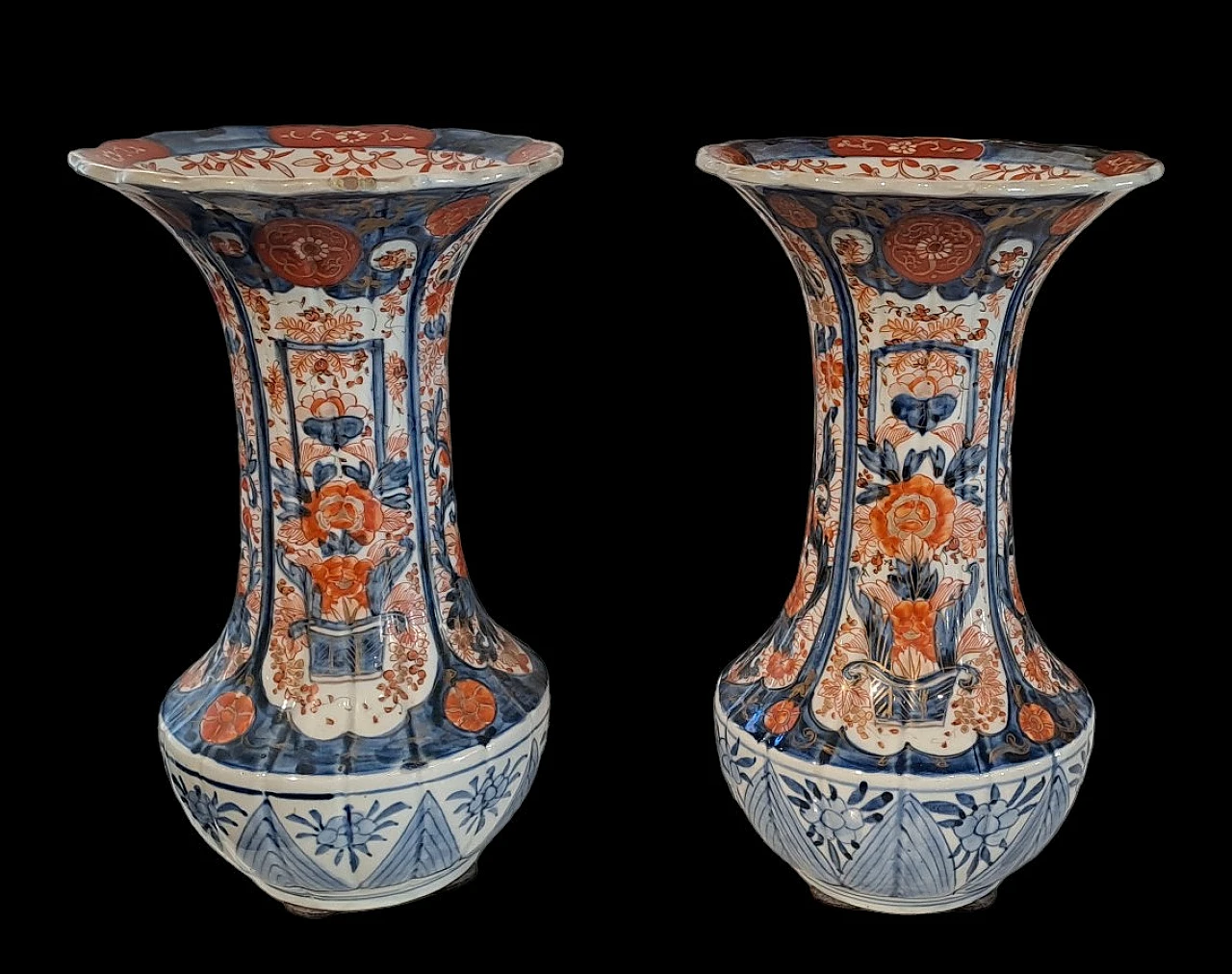 Pair of Imari trumpet vases in Japanese porcelain, 19th century 5