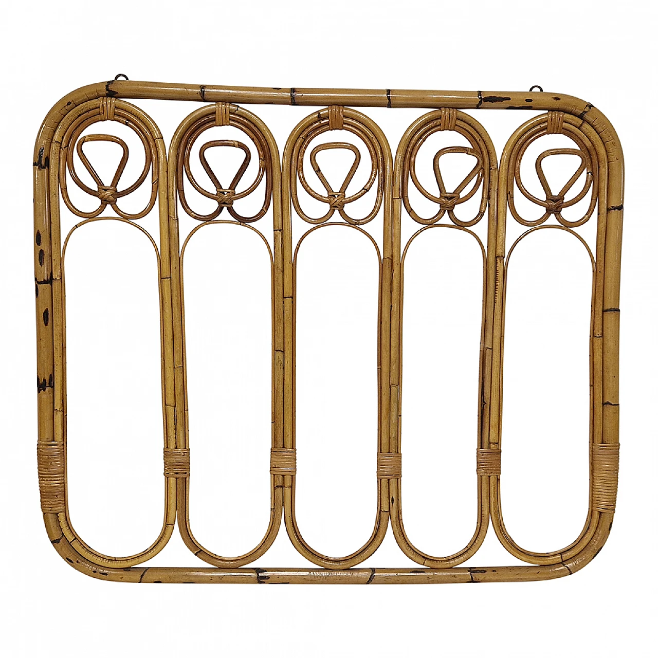 Bamboo and rattan entrance coat hanger, 1980s 1