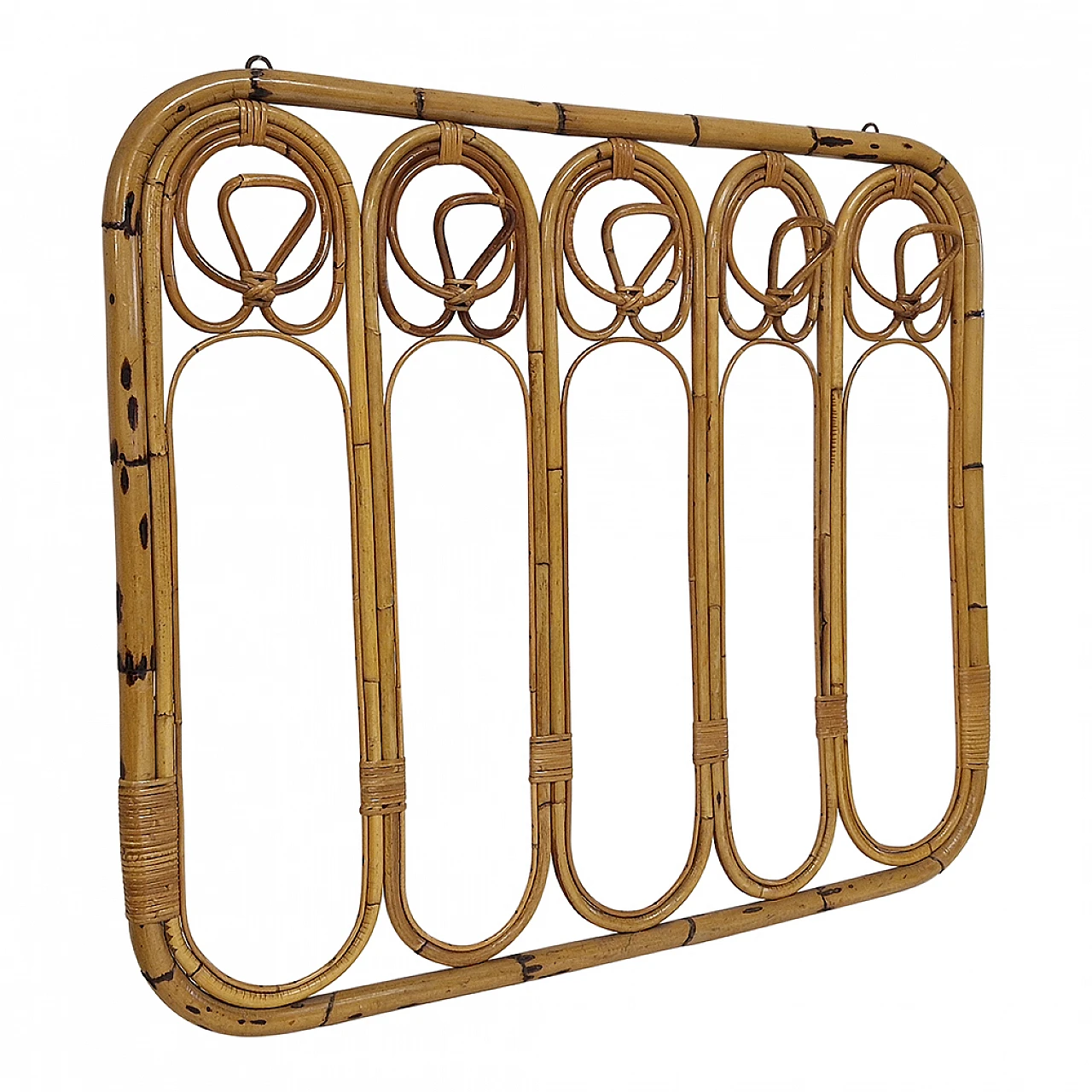 Bamboo and rattan entrance coat hanger, 1980s 3