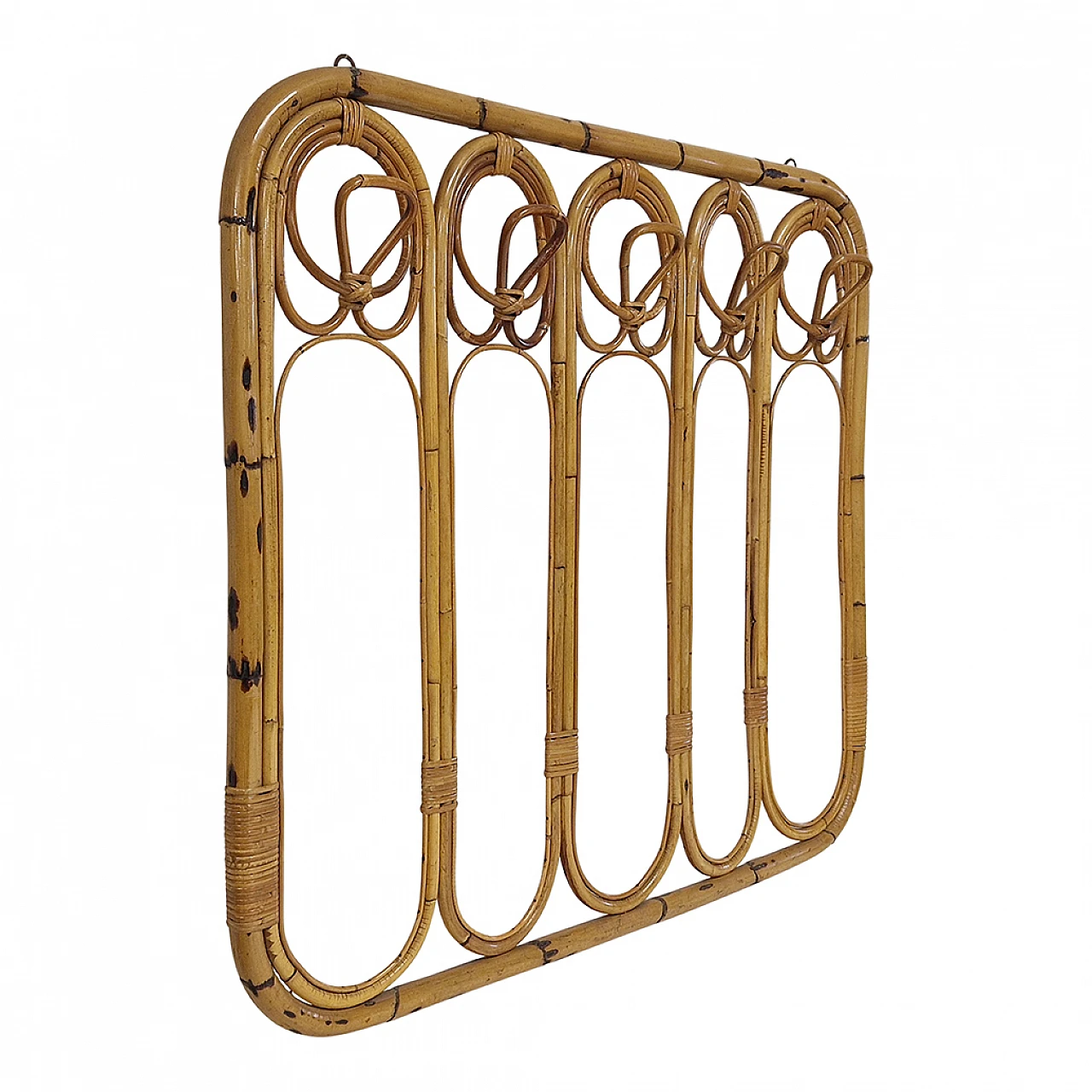 Bamboo and rattan entrance coat hanger, 1980s 4