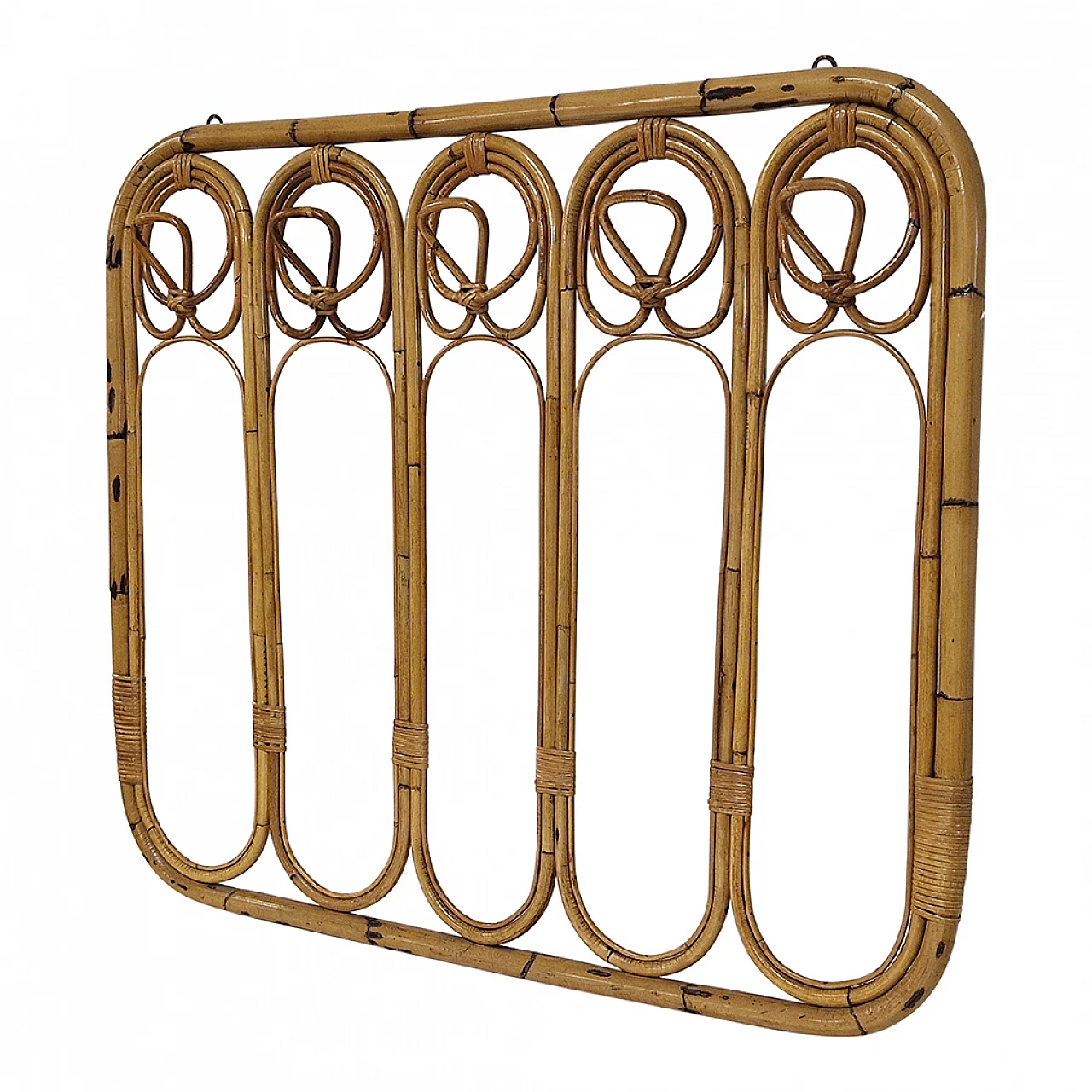 Bamboo and rattan entrance coat hanger, 1980s 5