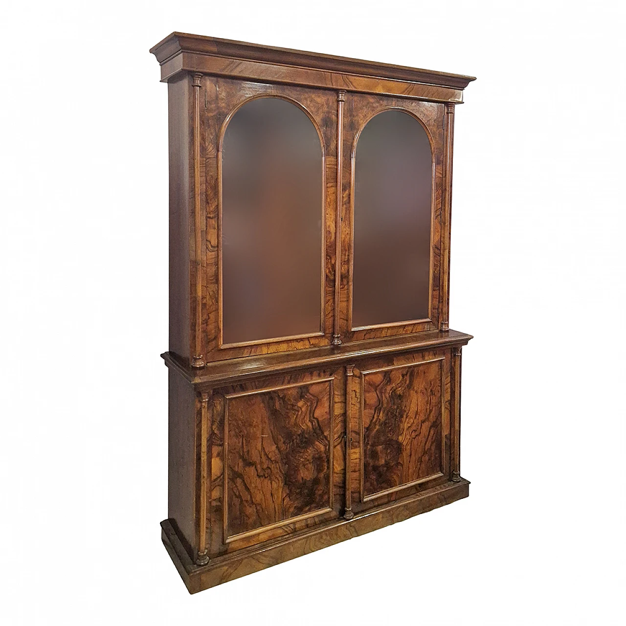 Double body Victorian display cabinet in walnut, 19th century 3