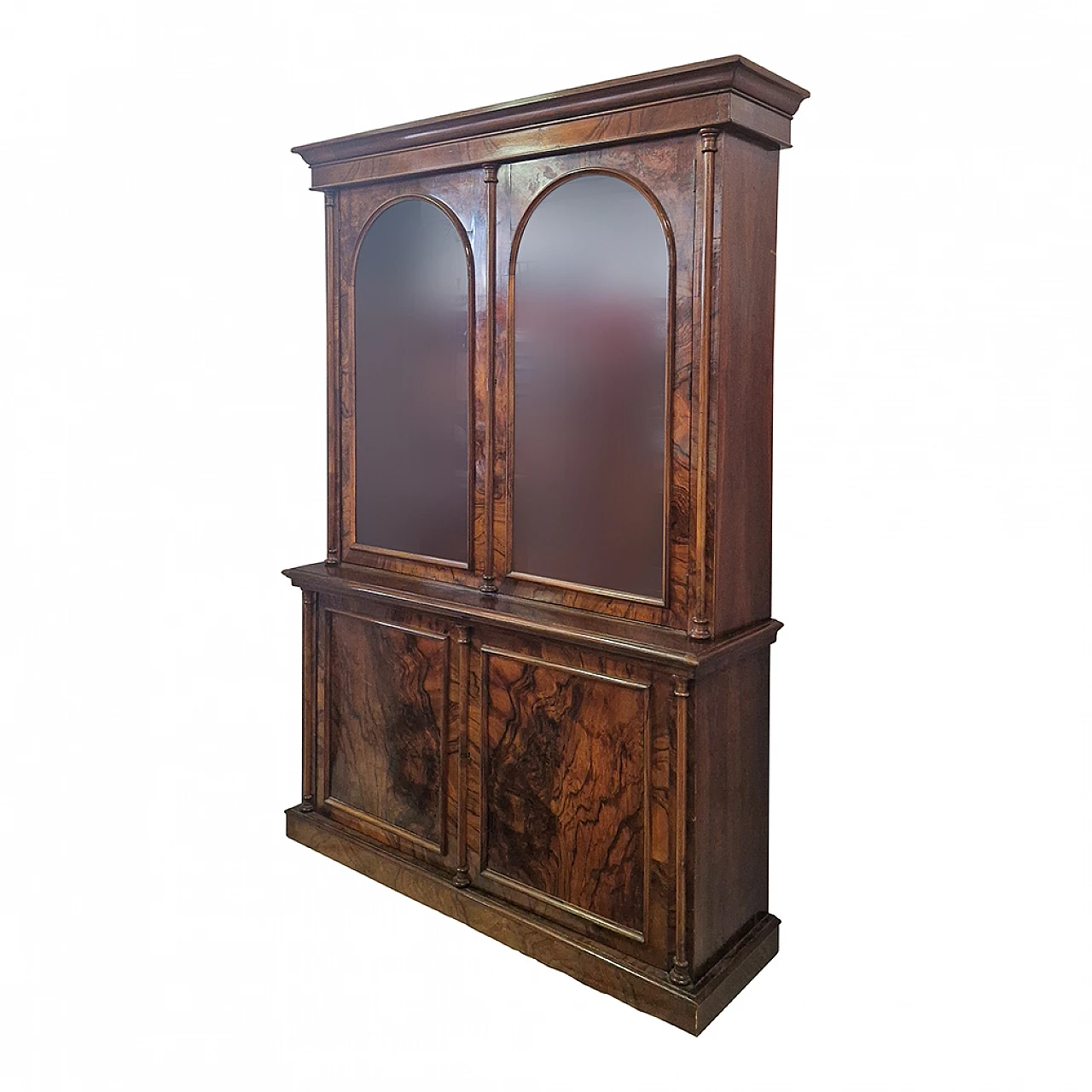 Double body Victorian display cabinet in walnut, 19th century 6