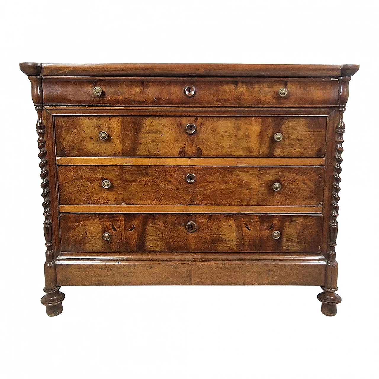 Four drawers wooden dresser, 19th century 1