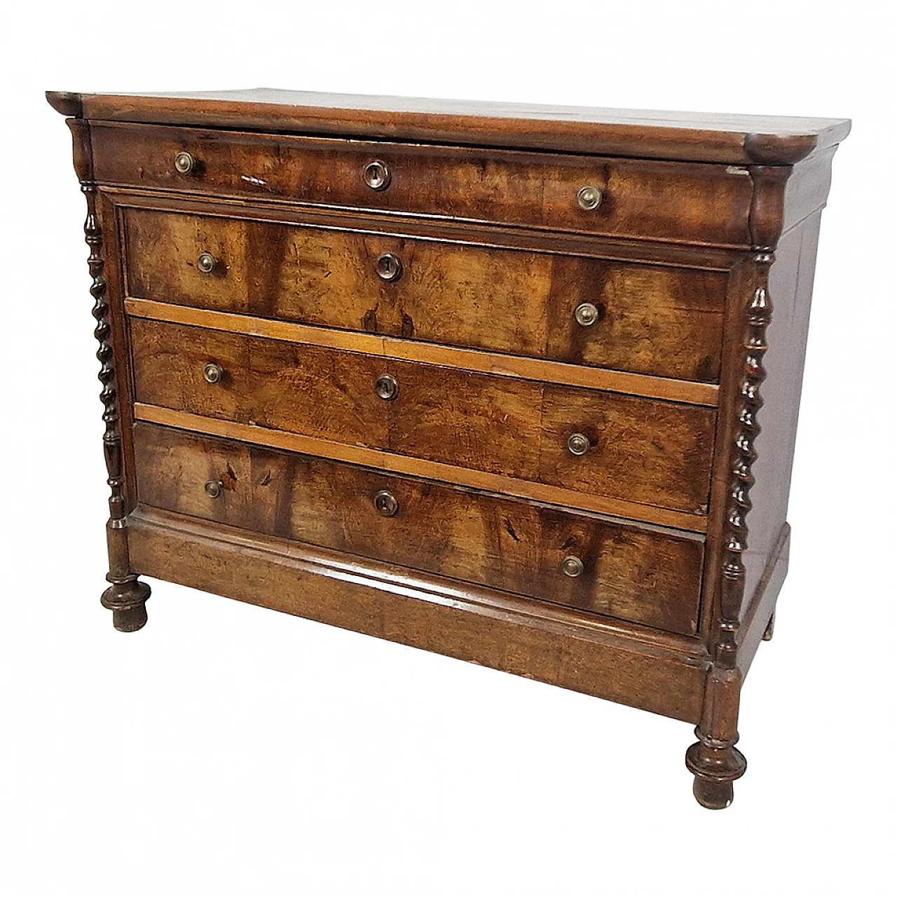 Four drawers wooden dresser, 19th century 4