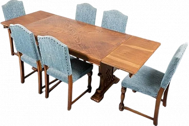 Provenance Oak Dining Table and Dining Chairs, 1950s, Set of 7