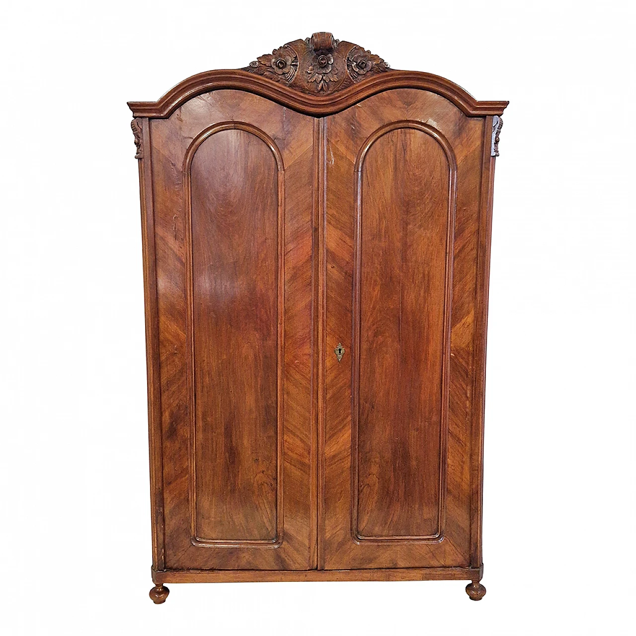 Two-door walnut wardrobe, 19th century 1