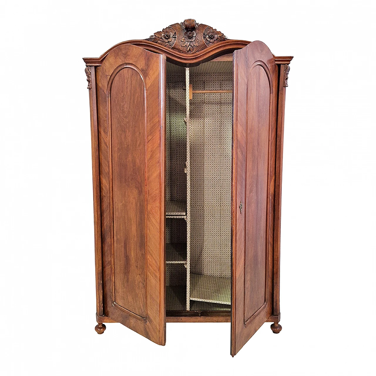 Two-door walnut wardrobe, 19th century 8