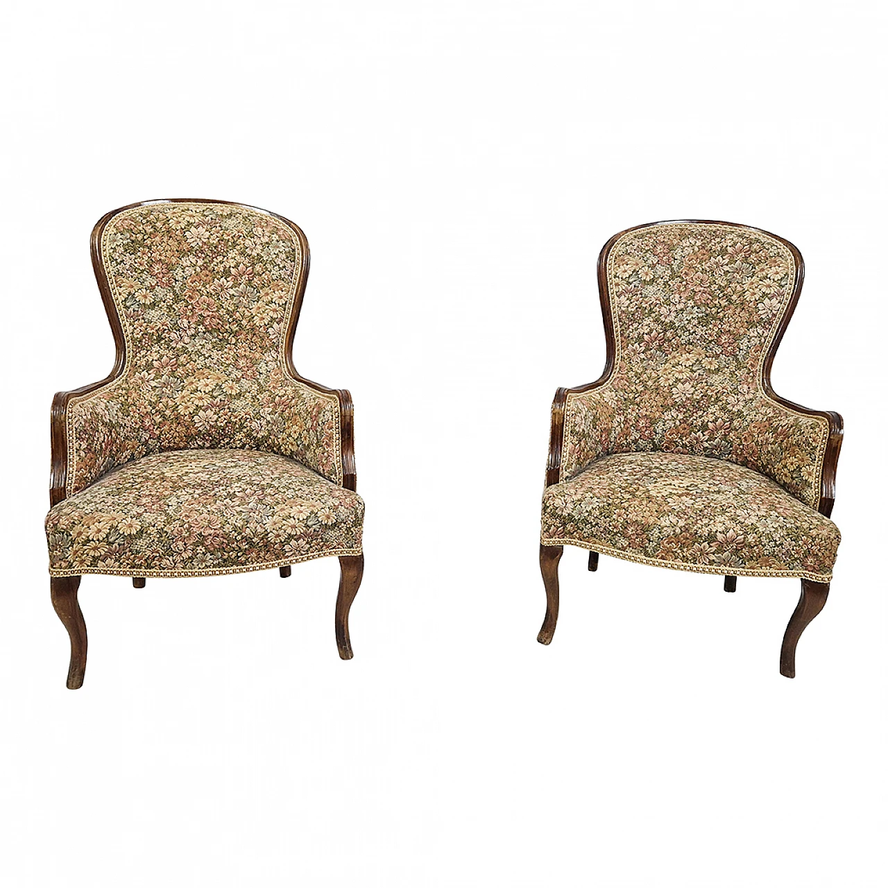 Wooden armchair covered with floral fabric 2