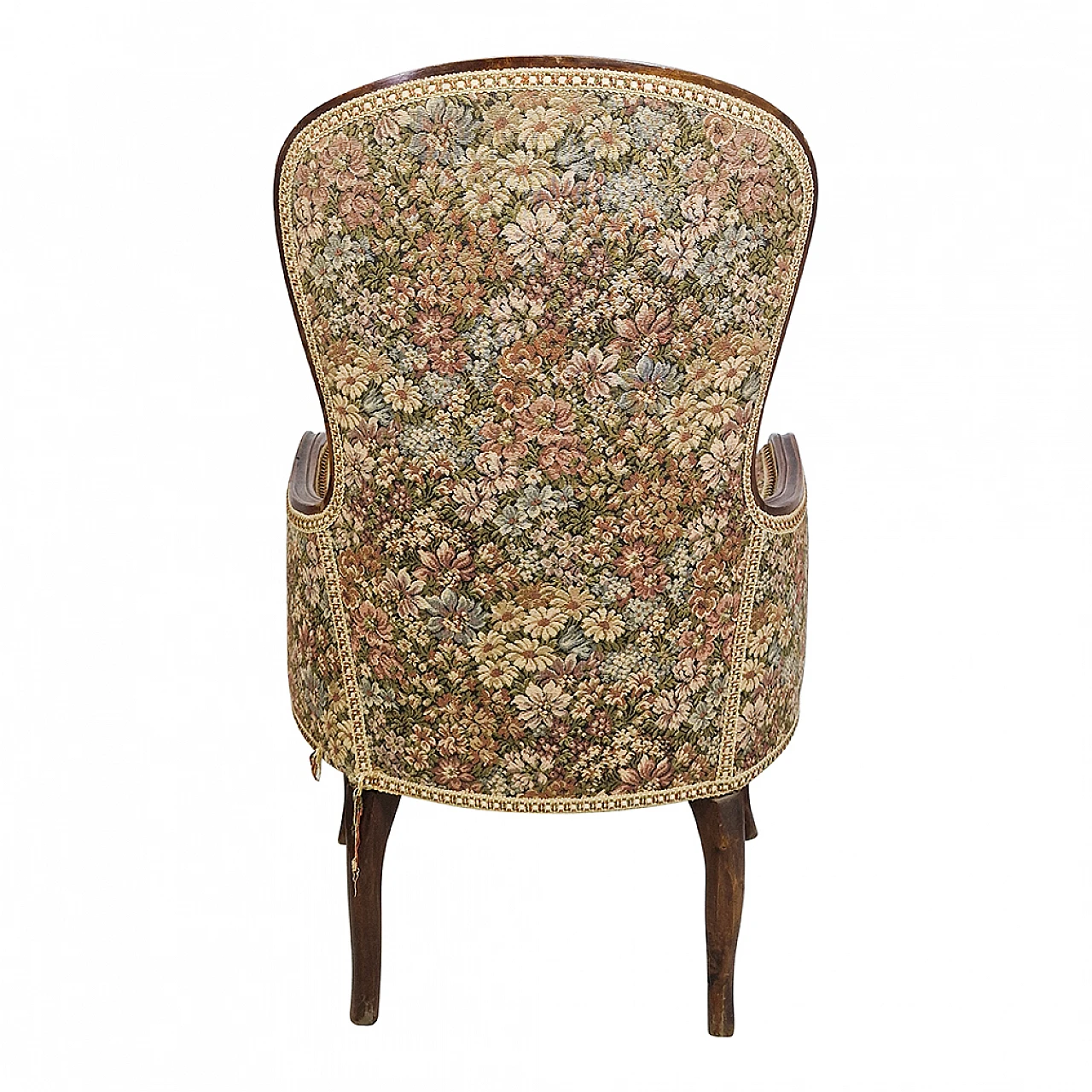 Wooden armchair covered with floral fabric 6