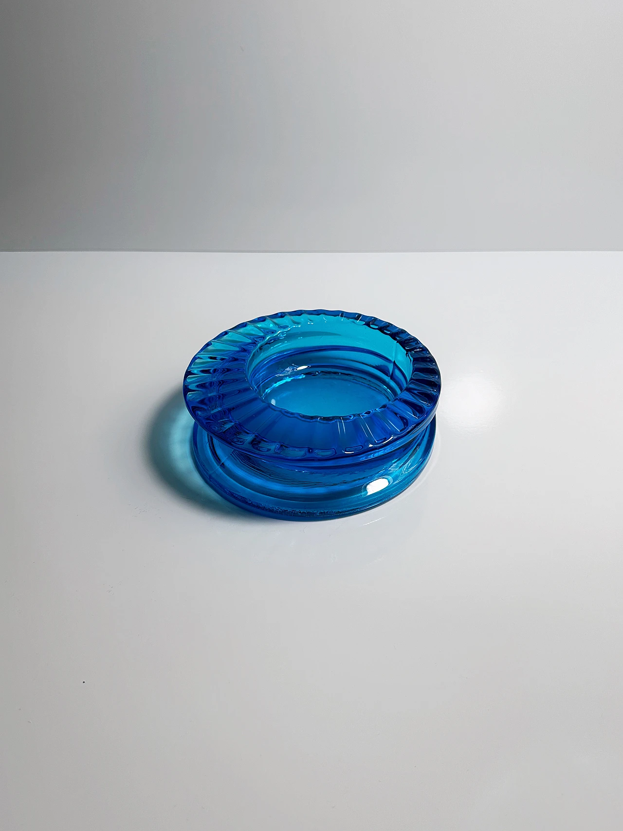 Bohemian ashtray bowl azure blue, '70s 1