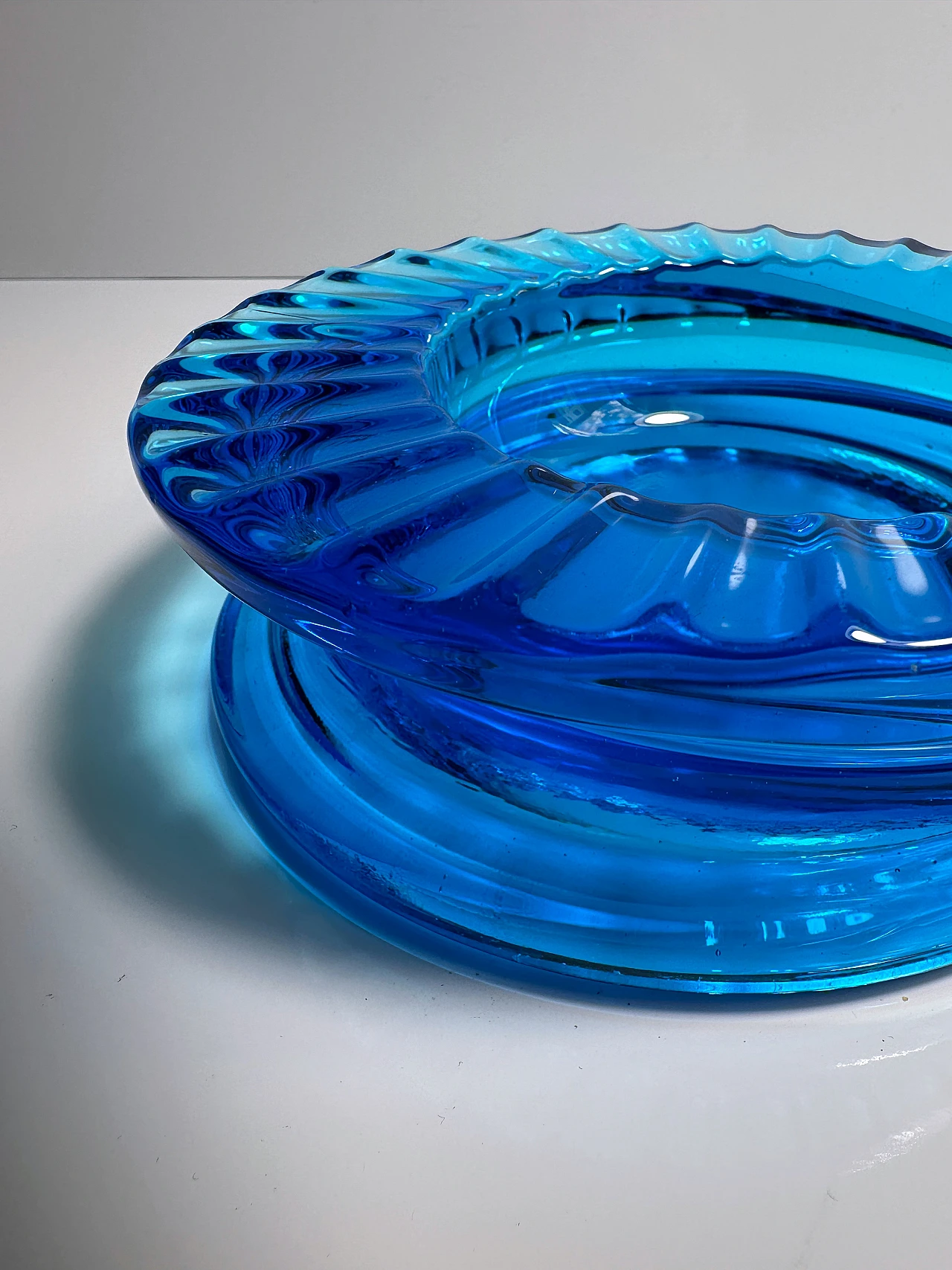 Bohemian ashtray bowl azure blue, '70s 4