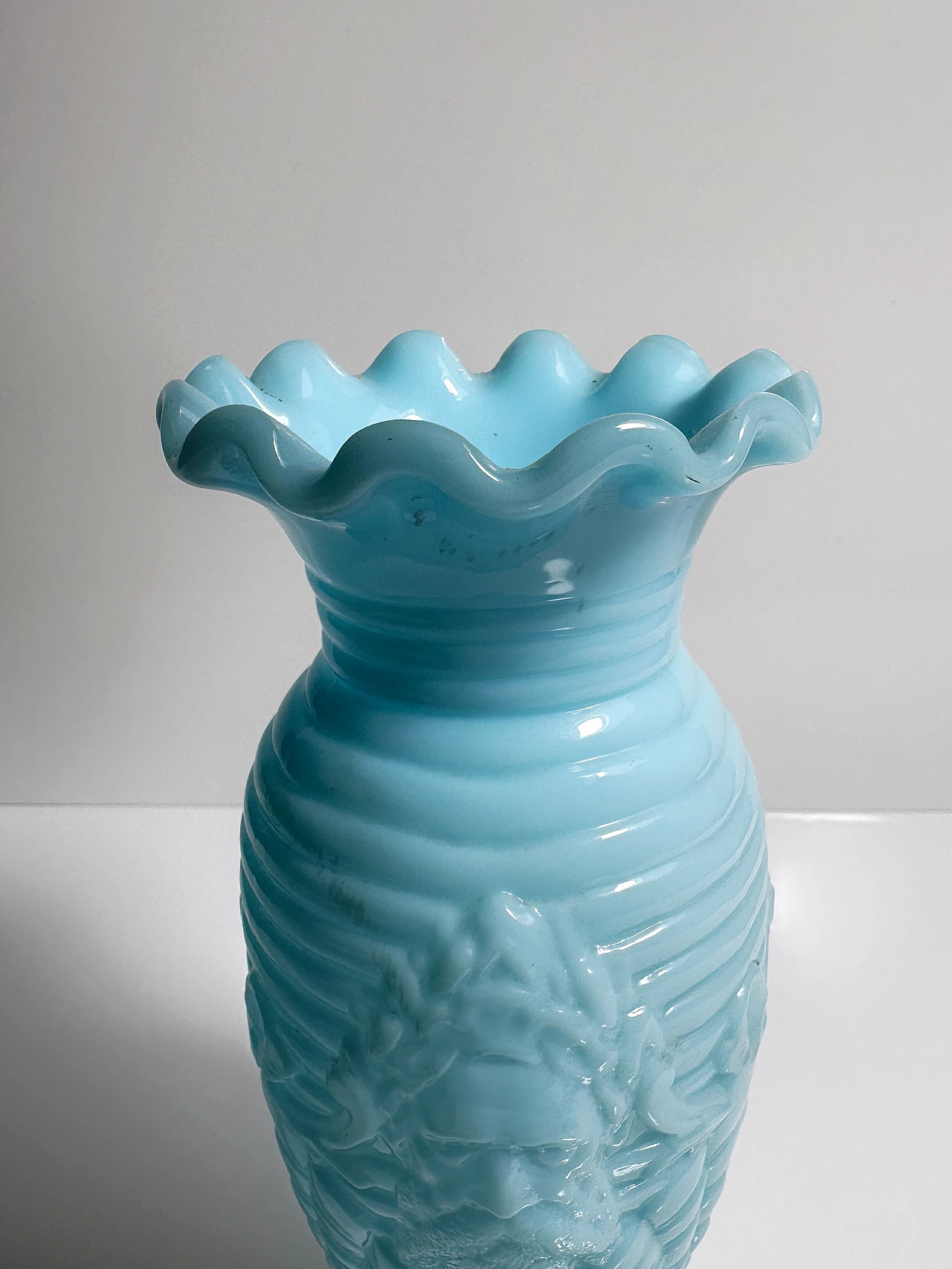 French Portieux Vallérysthal Opaline Vase Art Nouveau Celeste 4