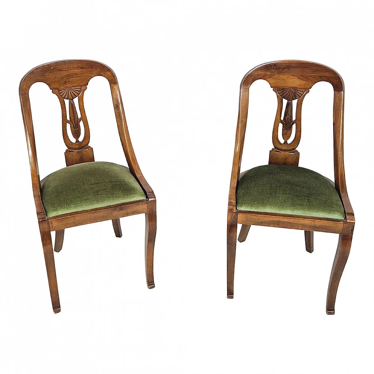 Pair of walnut gondola chairs, second half of the 19th century 2