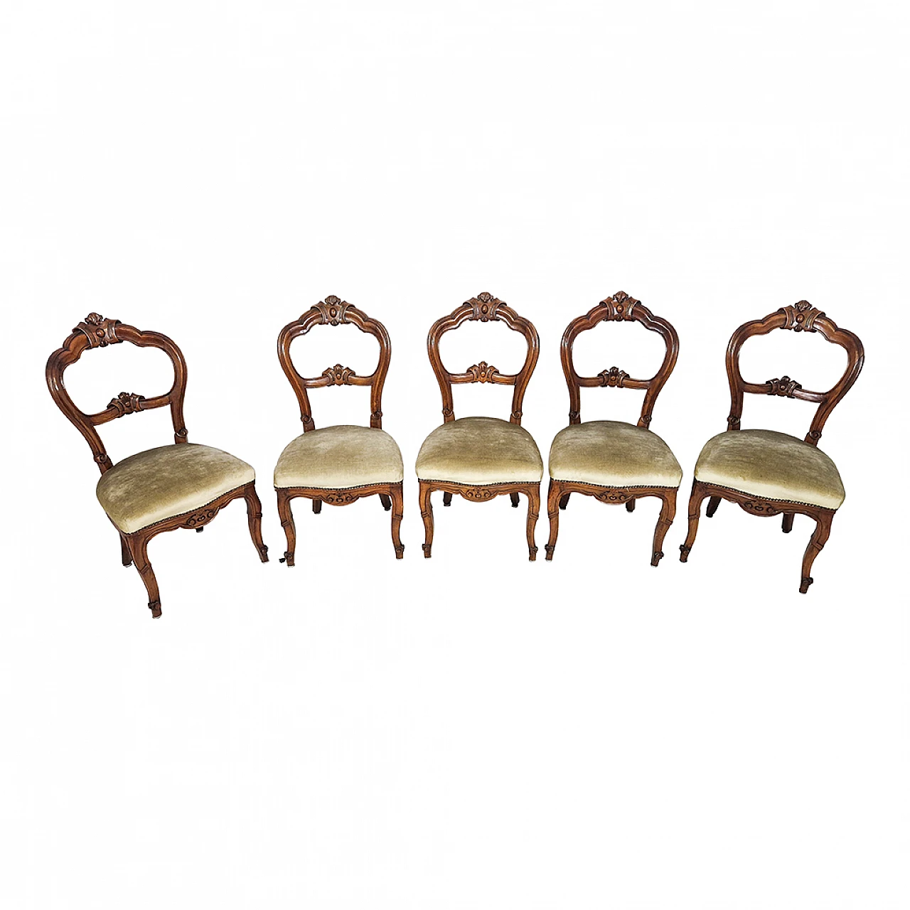 5 Louis Philippe style wooden chairs, 1960s 2