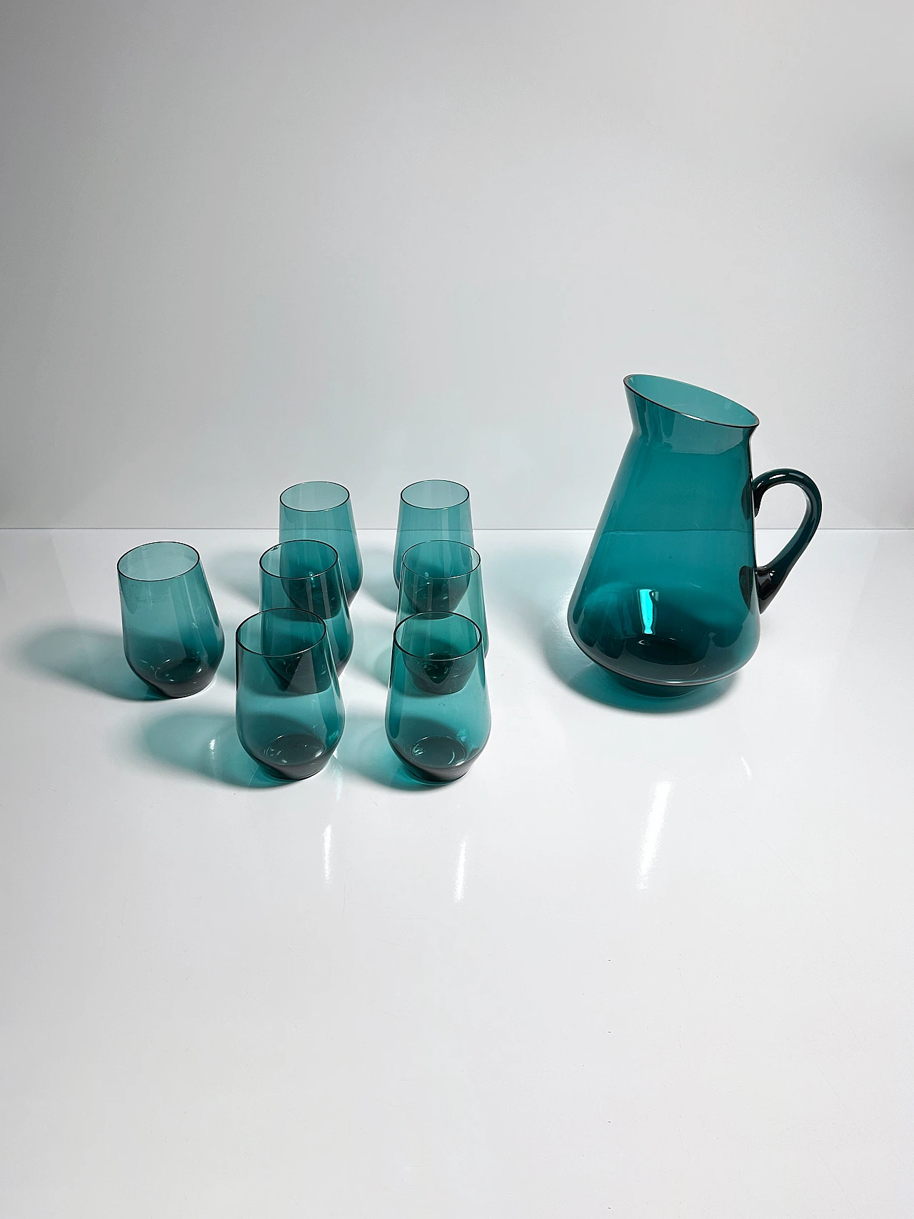 Carafe and 7 glasses by Kaj Franck for Nuutajärvi Finland, 60s 6