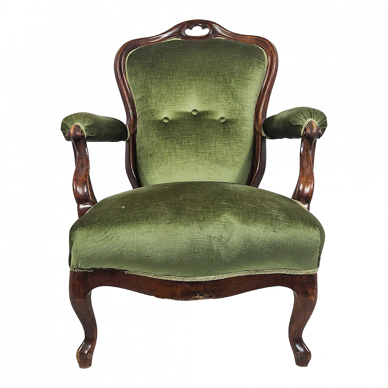 Green desk armchair from the Louis Philippe era, 19th century 1