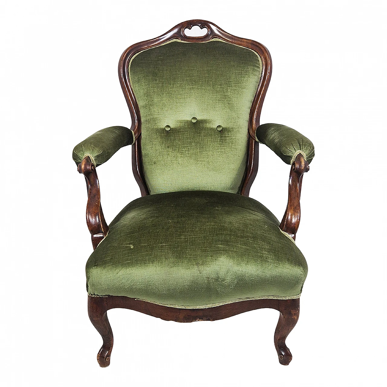 Green desk armchair from the Louis Philippe era, 19th century 2