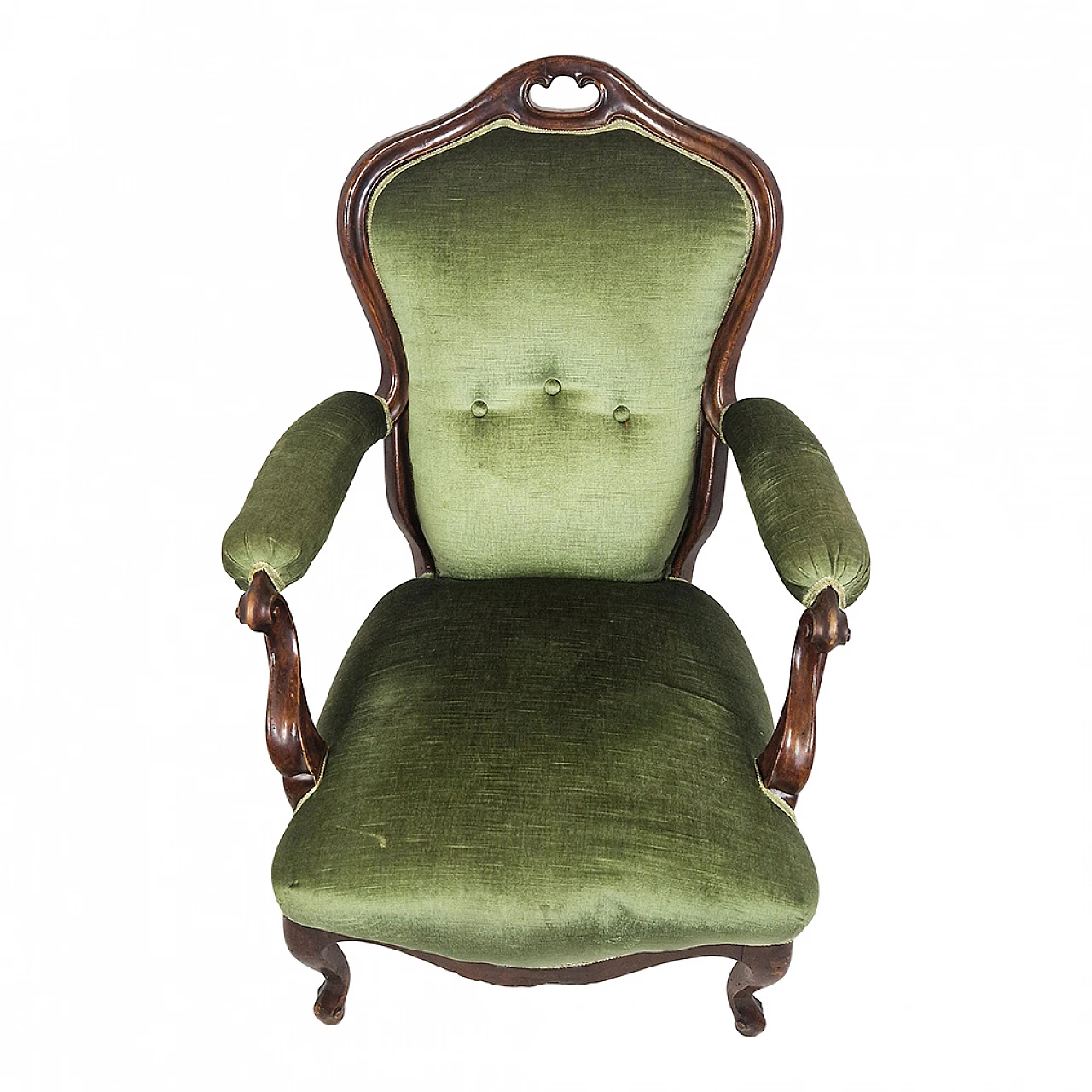 Green desk armchair from the Louis Philippe era, 19th century 3