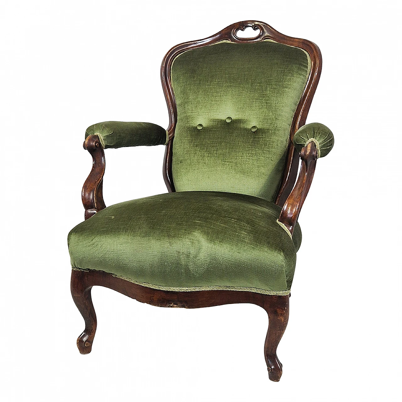 Green desk armchair from the Louis Philippe era, 19th century 5