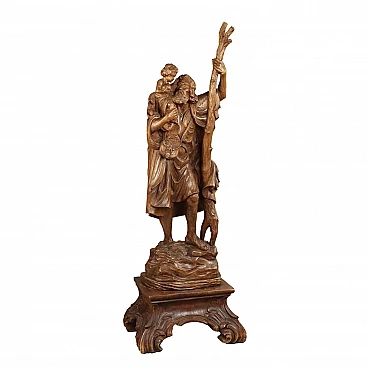 Lime tree wooden sculpture depicting St. Christopher