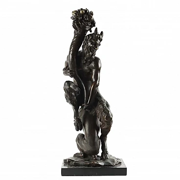 Antonio Pandiani, Faun, bronze sculpture, early 20th century