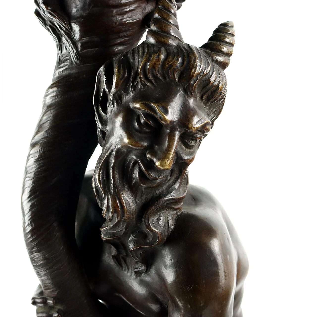 Antonio Pandiani, Faun, bronze sculpture, early 20th century 3