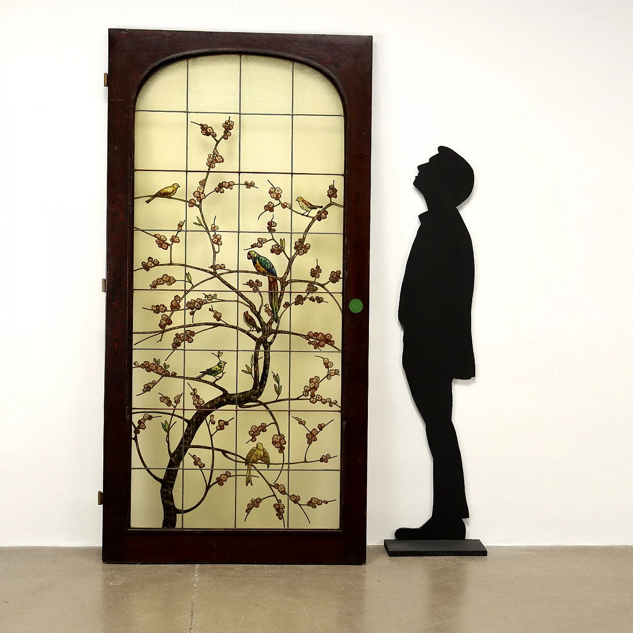 Stained Douglas fir Art Nouveau glass door, early 20th century 2