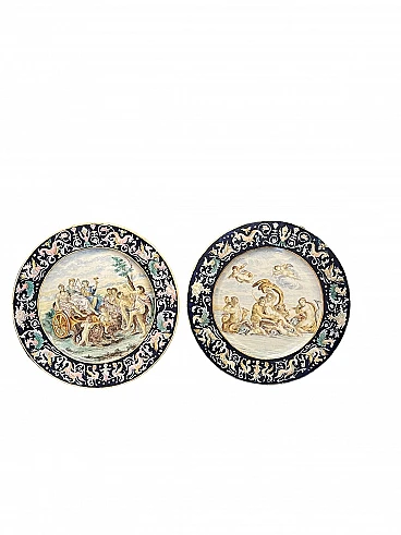 Pair of majolica plates by Battaglia, 19th century