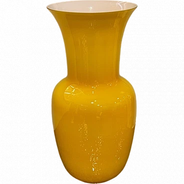 Vaso in vetro di Murano giallo di Venini, anni '50