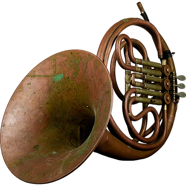 Brass and copper French horn, 1950s