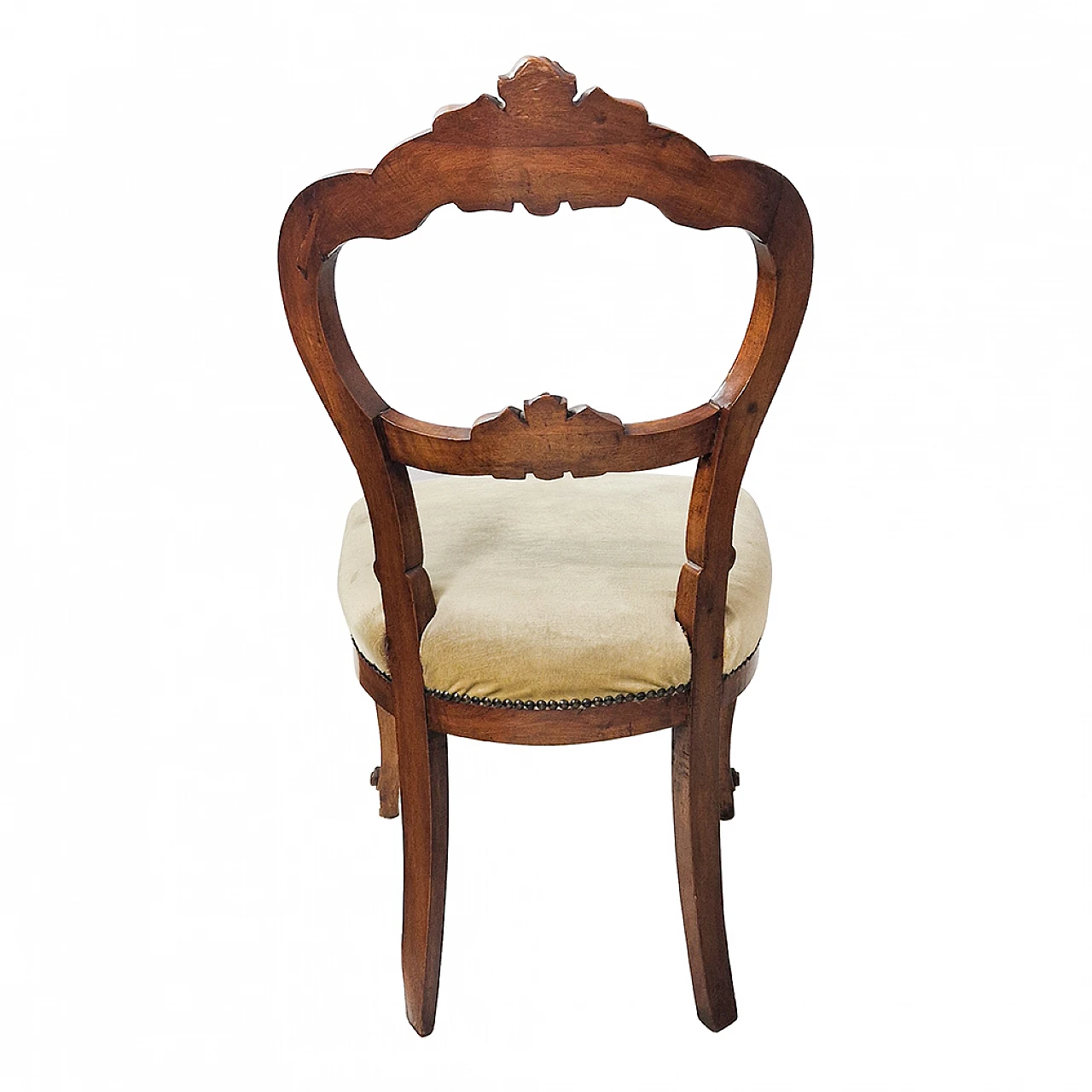 Set of 5 Louis Philippe chairs with green velvet seat, 19th century 9