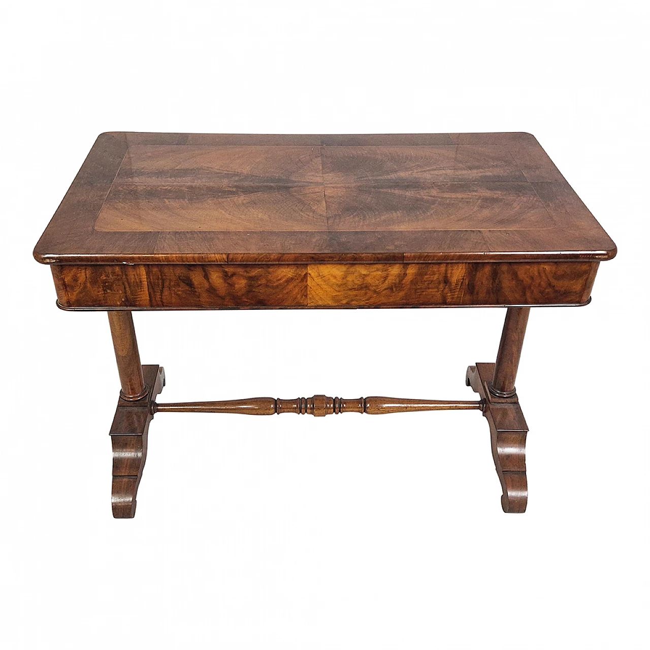 Walnut veneer desk with drawer, 19th century 3