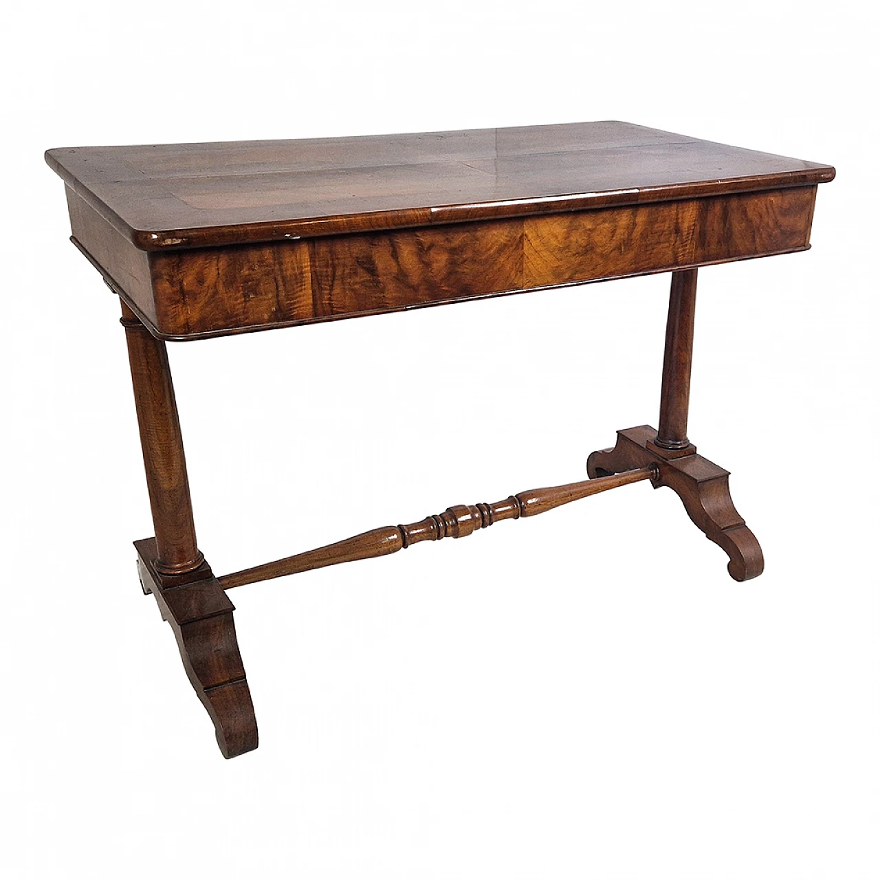 Walnut veneer desk with drawer, 19th century 4