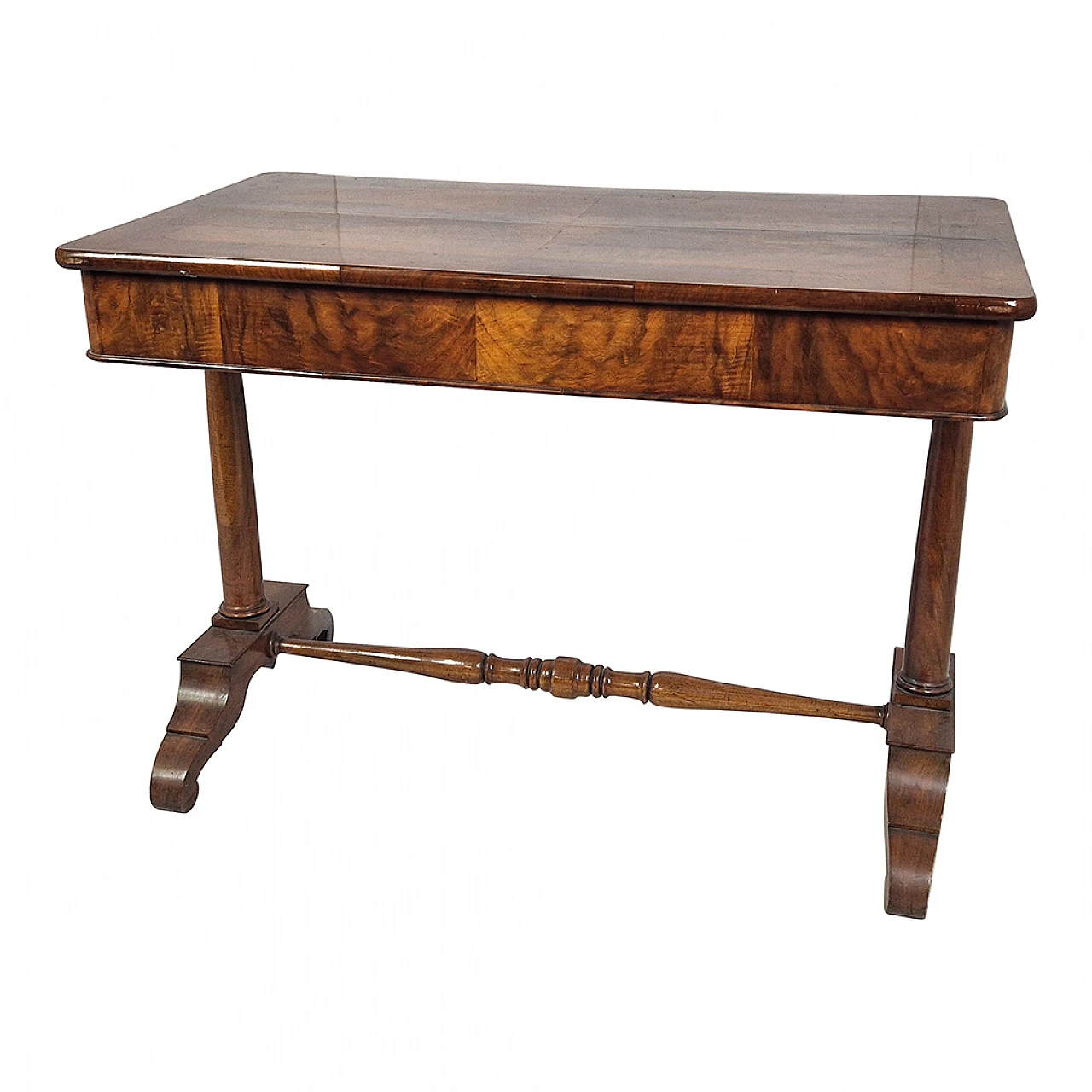 Walnut veneer desk with drawer, 19th century 5