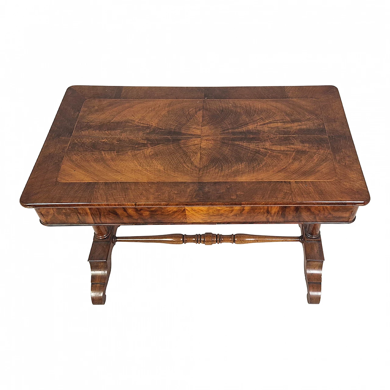 Walnut veneer desk with drawer, 19th century 6