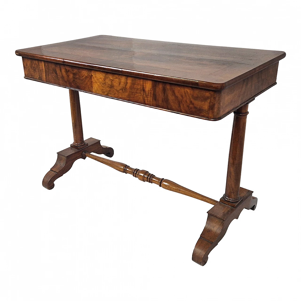 Walnut veneer desk with drawer, 19th century 7